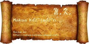 Maksa Kálmán névjegykártya